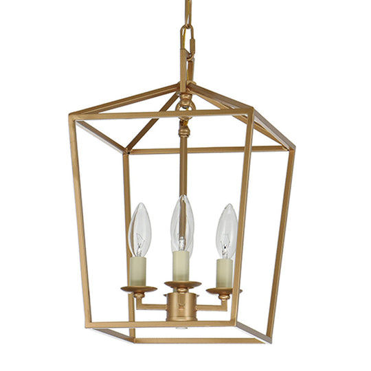 Industrial Cage Pendant Chandelier With Candle-Inspired Design - 4-Light Metal Hanging Light