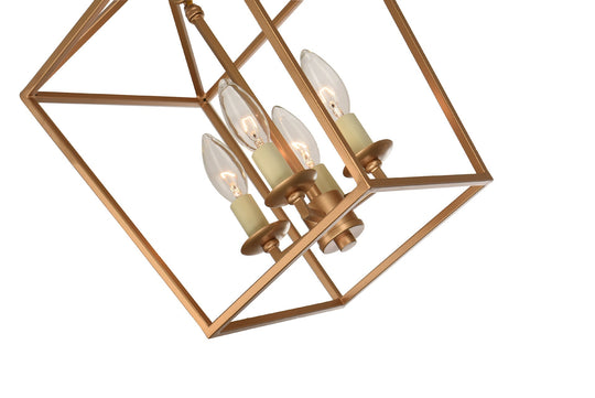 Industrial Cage Pendant Chandelier With Candle-Inspired Design - 4-Light Metal Hanging Light