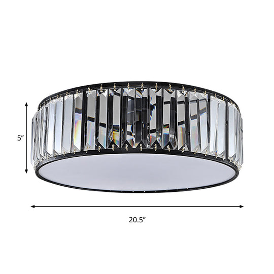 Black/Bronze Drum Flush Mount Crystal Ceiling Light - Elegant 3/4/5-Light Lamp For Bedroom