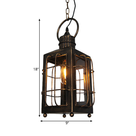 Classic Rustic Lantern Pendant Light - Indoor Hanging Ceiling Lamp With Metal Construction