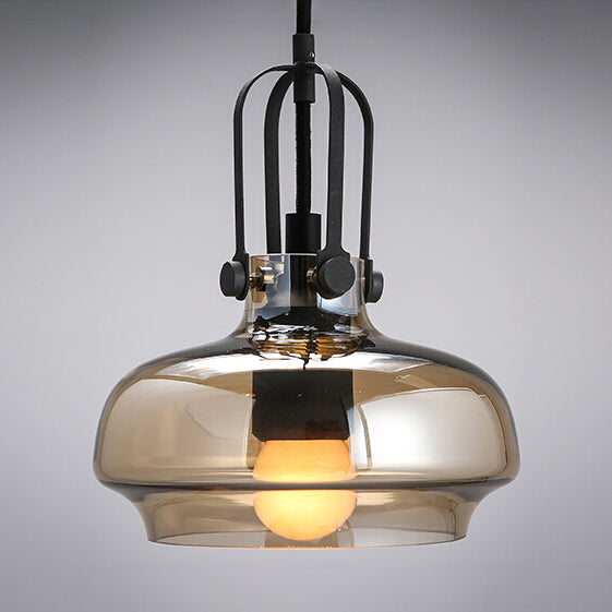 Modern Adjustable Pendant Lamp With Grey/White/Clear Glass 1 Light 7/9.5/13 Wide Amber / 7