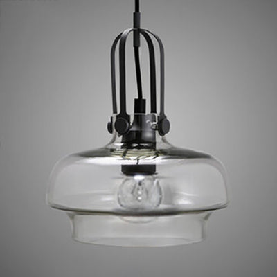 Modern Adjustable Pendant Lamp With Grey/White/Clear Glass 1 Light 7/9.5/13 Wide Clear / 7