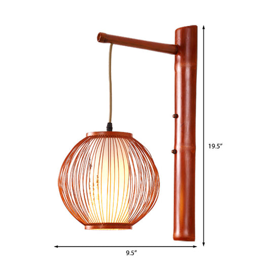 Bamboo 1 Bulb Bronze Wall Sconce With Inner White Cylinder Parchment Shade - Global Lighting Fixture