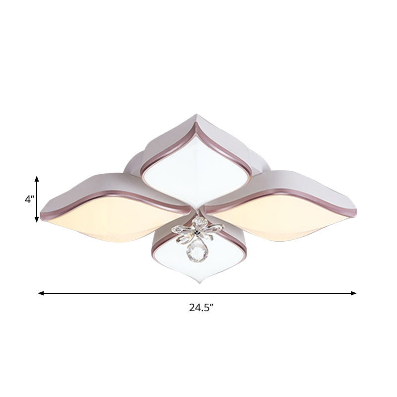 Modern 24.5/25.5 Flush Mount Led Light With Clear Crystal Accent In Warm/White Petal Design