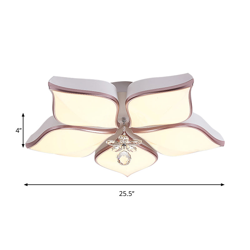 Modern 24.5/25.5 Flush Mount Led Light With Clear Crystal Accent In Warm/White Petal Design