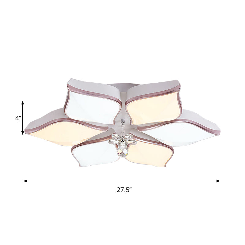 Modern 24.5/25.5 Flush Mount Led Light With Clear Crystal Accent In Warm/White Petal Design