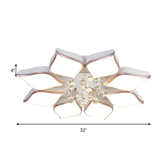 Modern 24.5/25.5 Flush Mount Led Light With Clear Crystal Accent In Warm/White Petal Design