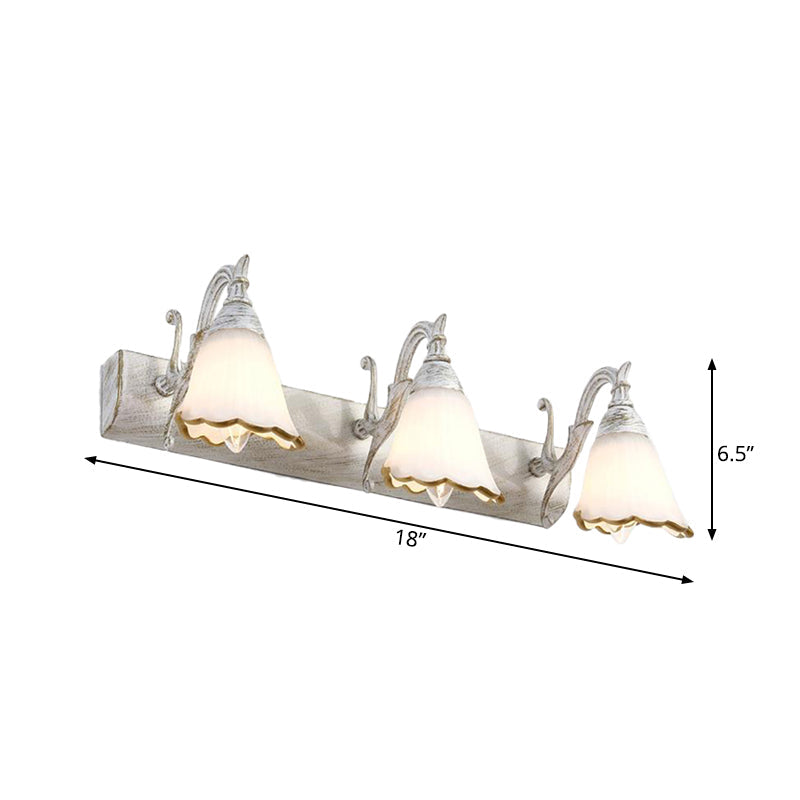 Classic Opal Glass Bathroom Wall Light Fixture - 2/3/4 Lights Bronze/White Make-Up Lighting