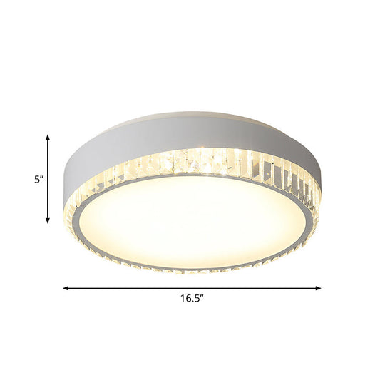 Nordic LED Acrylic Flush Mount Light with Crystal Deco - Clear/Warm/White - 16.5"/20.5" Diameter