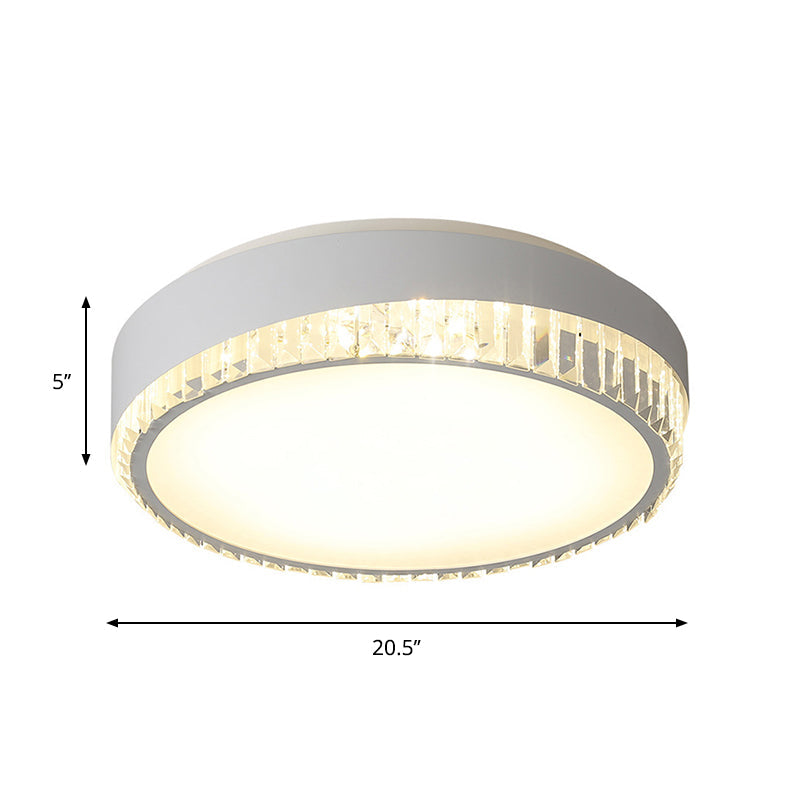 Nordic LED Acrylic Flush Mount Light with Crystal Deco - Clear/Warm/White - 16.5"/20.5" Diameter