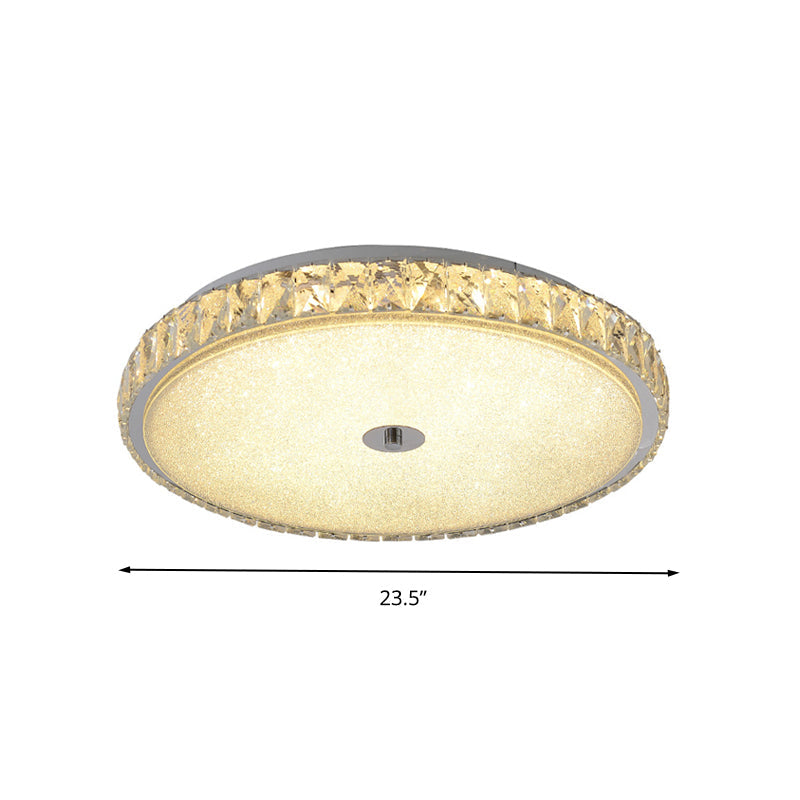 Modern Crystal Led Flush Mount Lamp - 14/23.5/31.5 Round Bedroom Ceiling Light With Chrome Finish