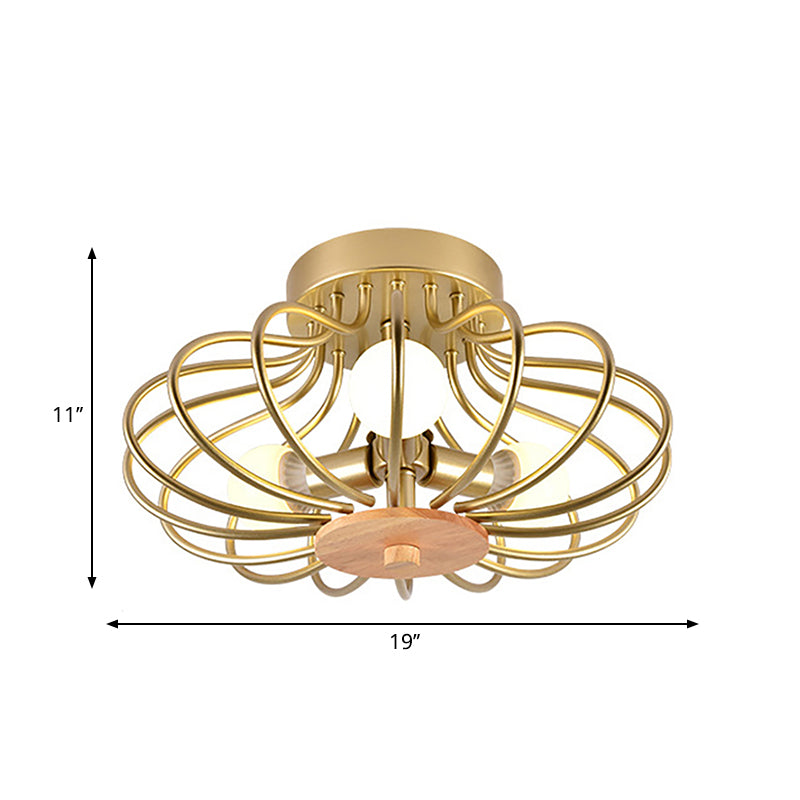 Industrial Style Metal Ceiling Light Fixture - Fan Shaped Semi-Flush Mount with 3/5 Heads, Black/White Finish