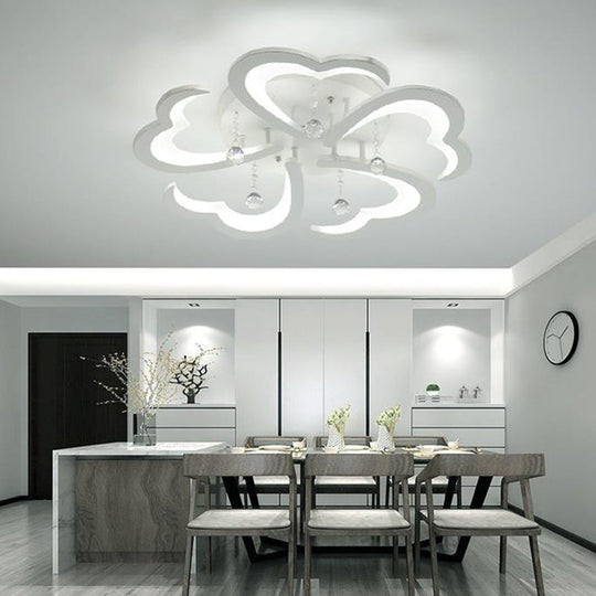 Heart-Shaped Acrylic Flush Mount Light Fixture With 5/15 Lights In Warm/White/3 Color For Living