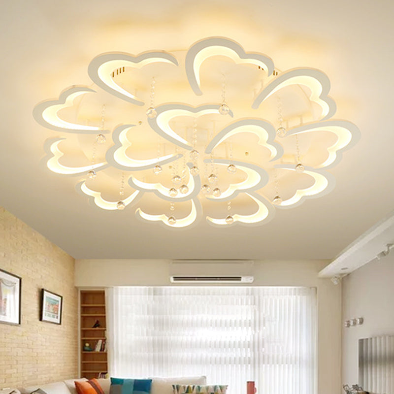 Heart-Shaped Acrylic Flush Mount Light Fixture With 5/15 Lights In Warm/White/3 Color For Living