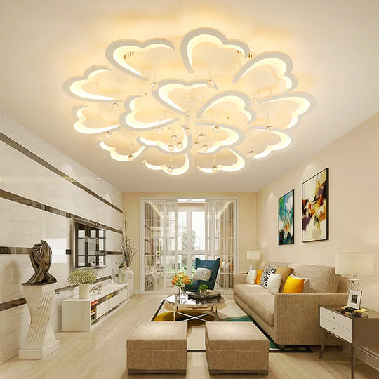 Heart-Shaped Acrylic Flush Mount Light Fixture With 5/15 Lights In Warm/White/3 Color For Living