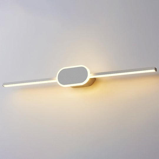 Modern Minimalist Metal Single Vanity Light - Linear Wall Fixture White / 16 Oval