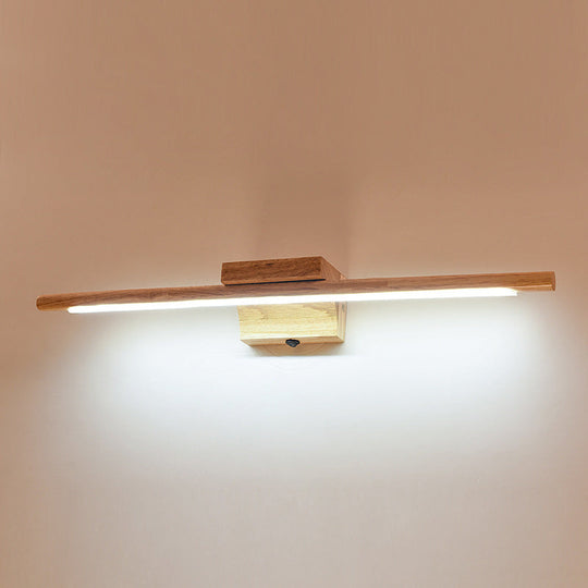 Modern Minimalist Wood Vanity Wall Light - Single Linear Design / White