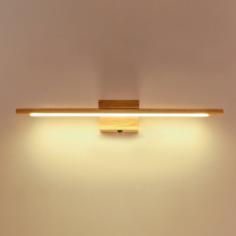 Modern Minimalist Wood Vanity Wall Light - Single Linear Design / Warm