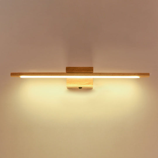 Modern Minimalist Wood Vanity Wall Light - Single Linear Design / Warm