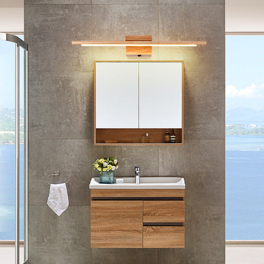 Modern Minimalist Wood Vanity Wall Light - Single Linear Design