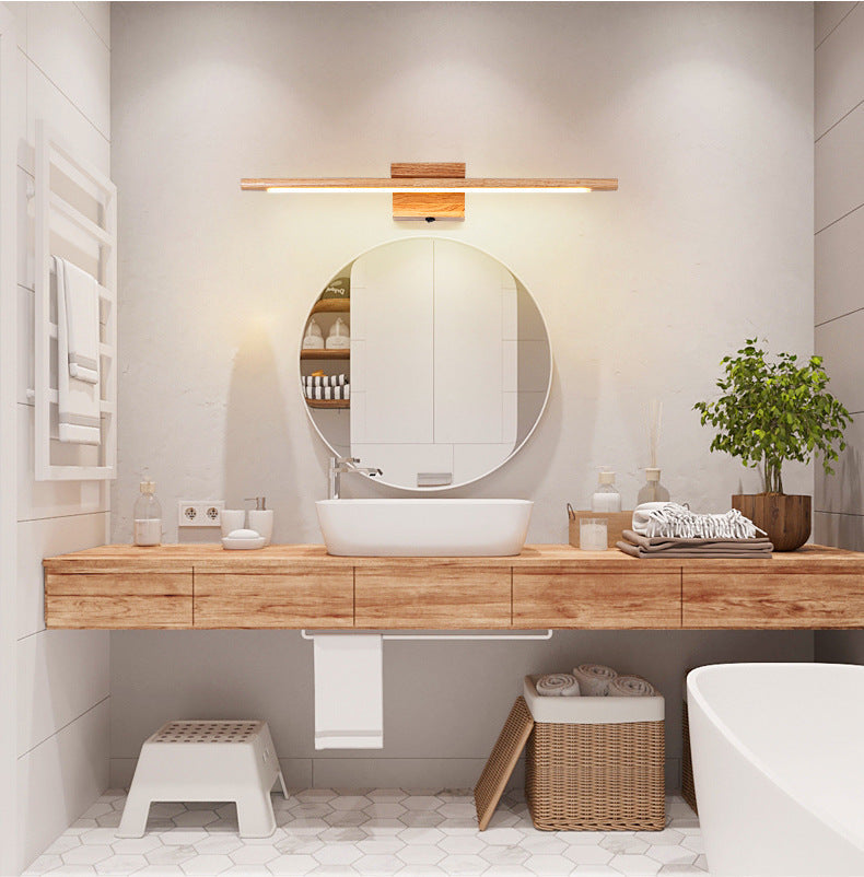 Modern Minimalist Wood Vanity Wall Light - Single Linear Design