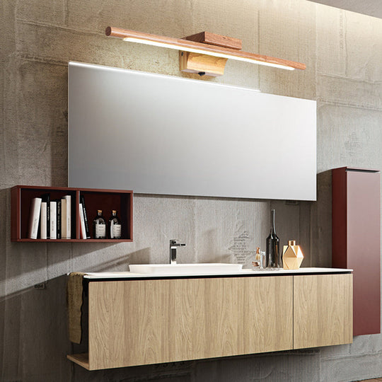 Modern Minimalist Wood Vanity Wall Light - Single Linear Design