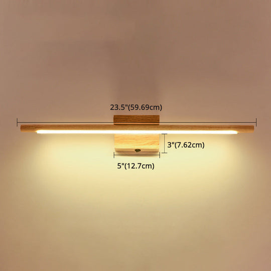 Modern Minimalist Wood Vanity Wall Light - Single Linear Design