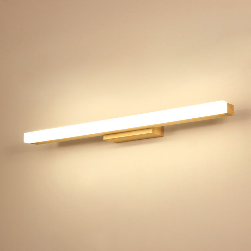 Nordic Minimalist Wood Vanity Light - Rectangular Single Wall Sconce