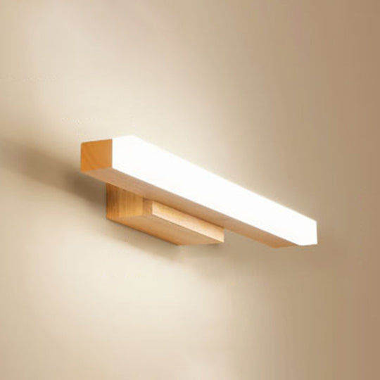 Nordic Minimalist Wood Vanity Light - Rectangular Single Wall Sconce / 16 White