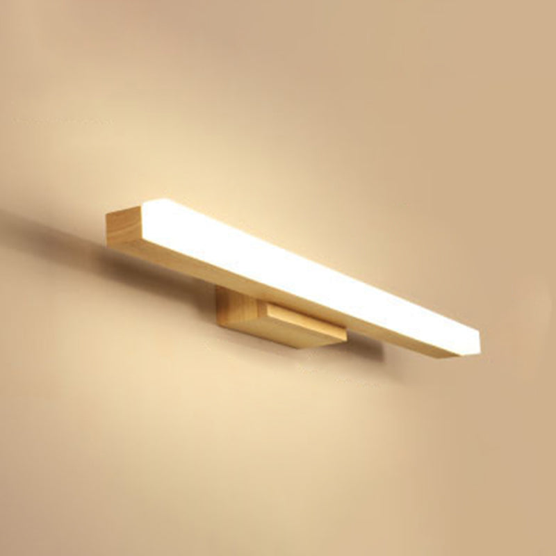 Nordic Minimalist Wood Vanity Light - Rectangular Single Wall Sconce / 23.5 White