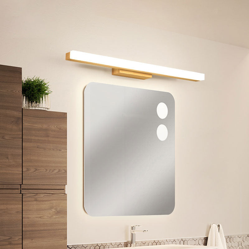 Nordic Minimalist Wood Vanity Light - Rectangular Single Wall Sconce