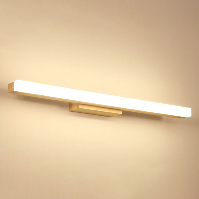 Nordic Minimalist Wood Vanity Light - Rectangular Single Wall Sconce