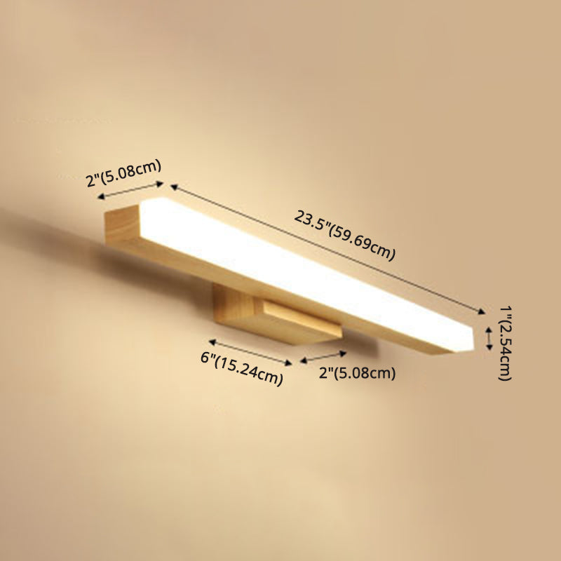 Nordic Minimalist Wood Vanity Light - Rectangular Single Wall Sconce