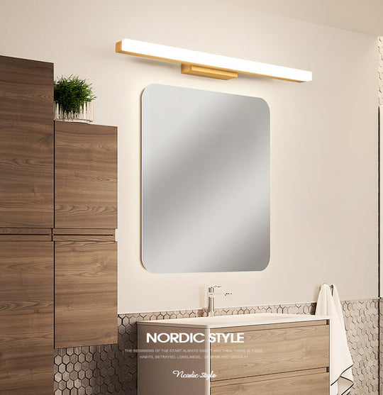 Nordic Minimalist Wood Vanity Light - Rectangular Single Wall Sconce