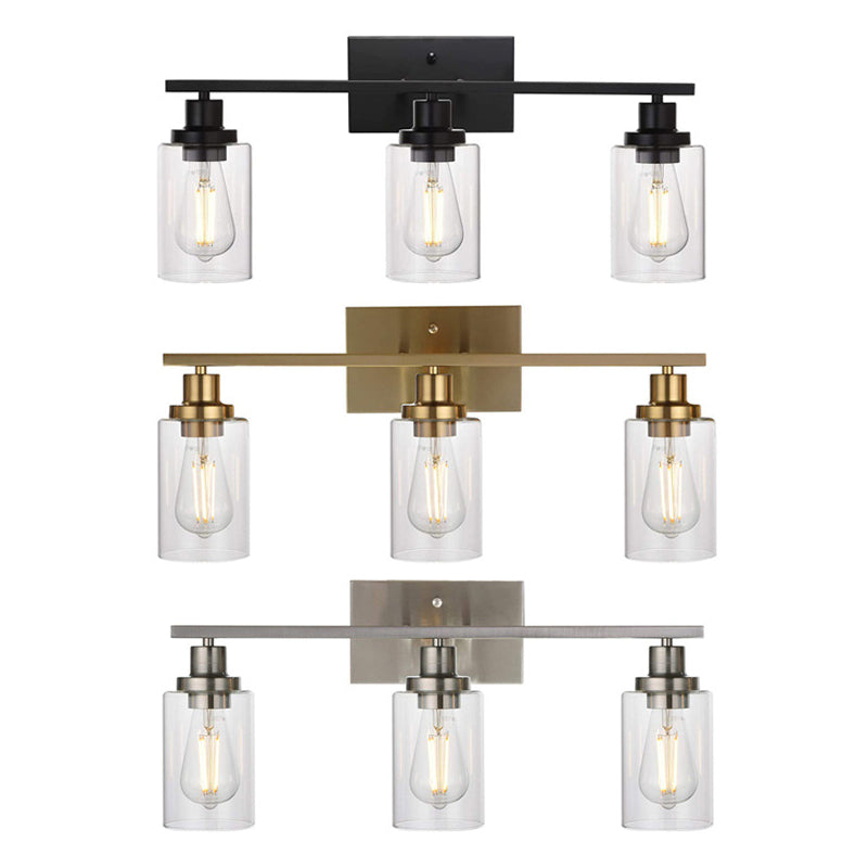 Retro Industrial Style Glass 3-Light Cylinder Vanity Wall Light Fixtures