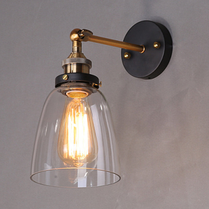 Retro Industrial Glass Vanity Wall Light - Oval Design Single Fixture