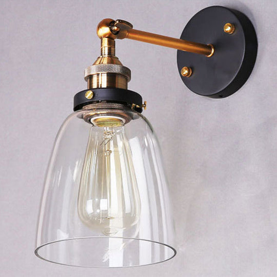 Retro Industrial Glass Vanity Wall Light - Oval Design Single Fixture