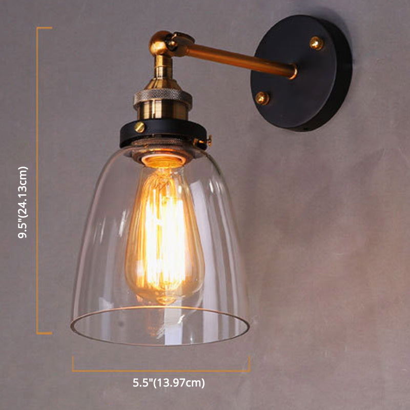 Retro Industrial Glass Vanity Wall Light - Oval Design Single Fixture