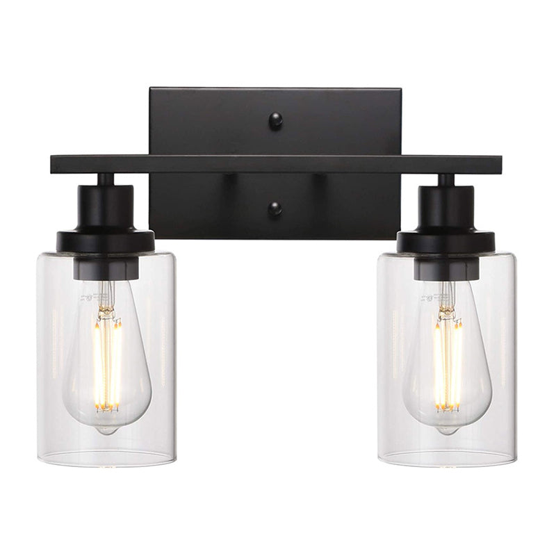 Industrial Retro Glass Vanity Wall Light Fixtures - Cylindrical Design 2 / Black