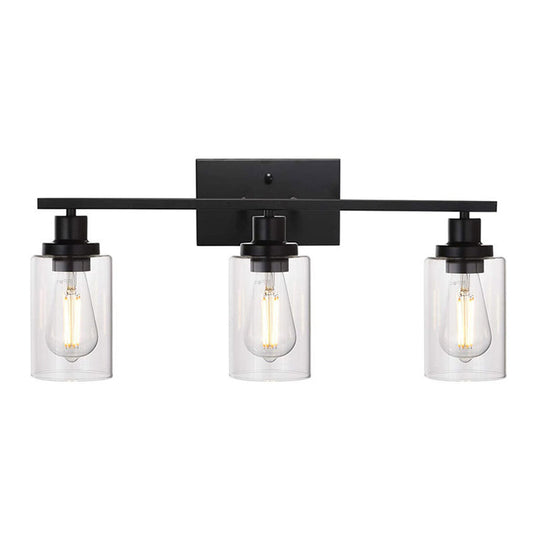 Industrial Retro Glass Vanity Wall Light Fixtures - Cylindrical Design 3 / Black