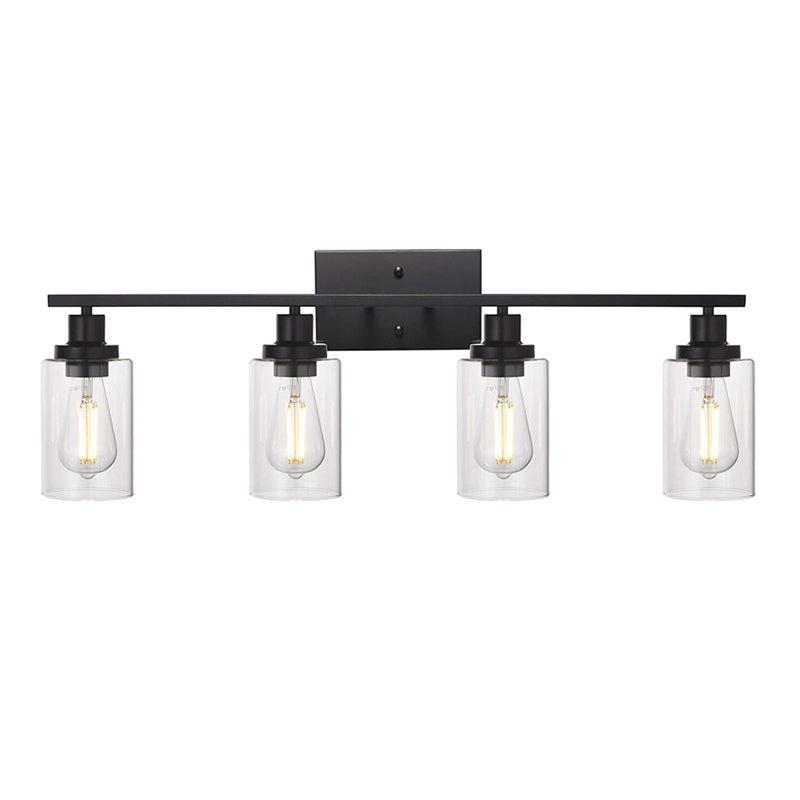 Industrial Retro Glass Vanity Wall Light Fixtures - Cylindrical Design 4 / Black