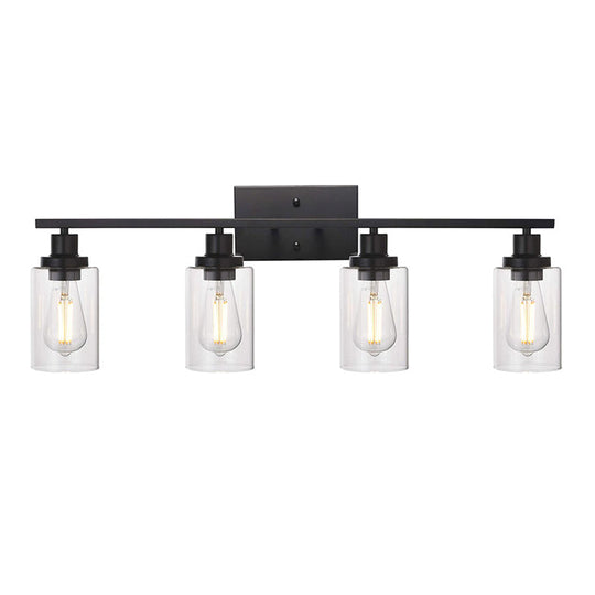 Industrial Retro Glass Vanity Wall Light Fixtures - Cylindrical Design 4 / Black