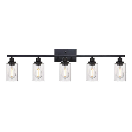 Industrial Retro Glass Vanity Wall Light Fixtures - Cylindrical Design 5 / Black