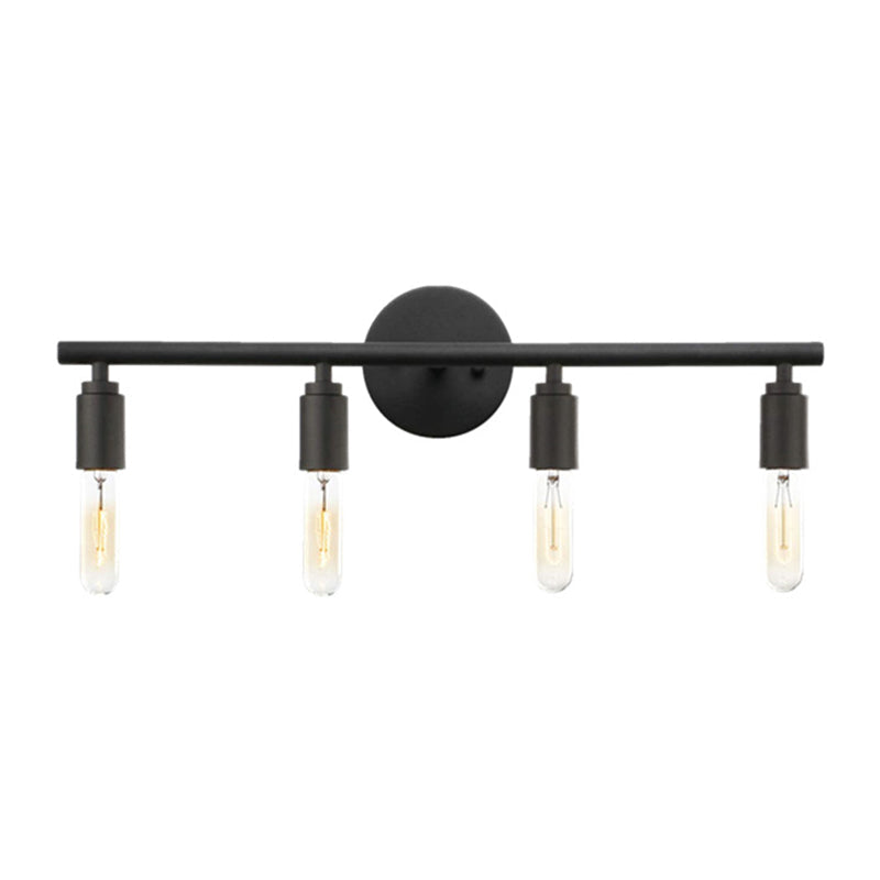 Retro Industrial Style Metal Vanity Light For Open Bulbs Stylish Wall Fixture 4 / Black