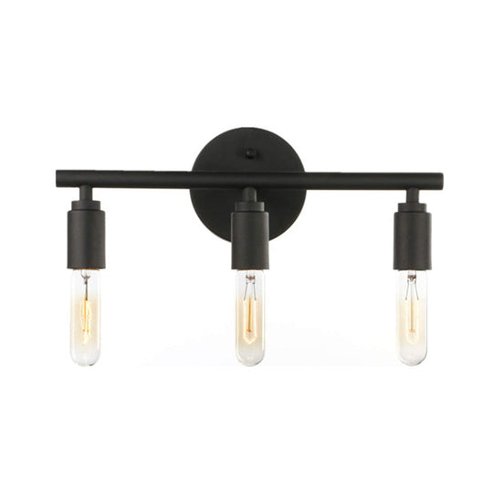 Retro Industrial Style Metal Vanity Light For Open Bulbs Stylish Wall Fixture 3 / Black