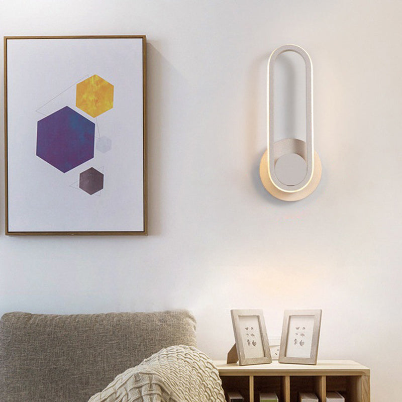 Modern Led Metal Bedside Wall Sconce With Rotatable Head White / Oval