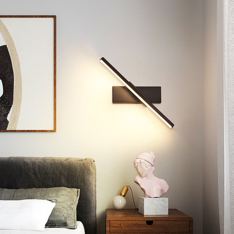 Modern Led Metal Bedside Wall Sconce With Rotatable Head Black / Warm Runner