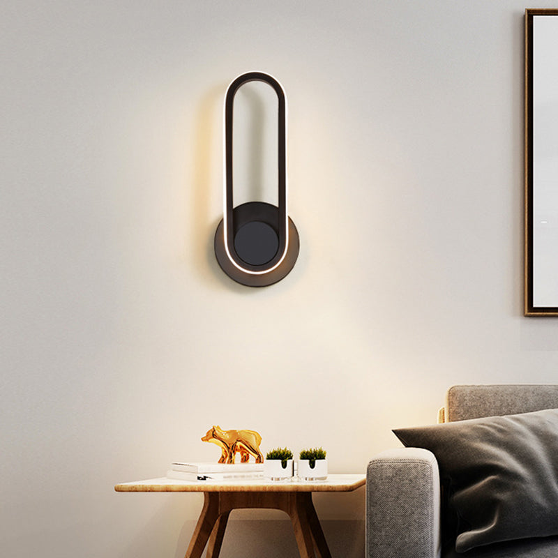 Modern Led Metal Bedside Wall Sconce With Rotatable Head Black / Natural Oval