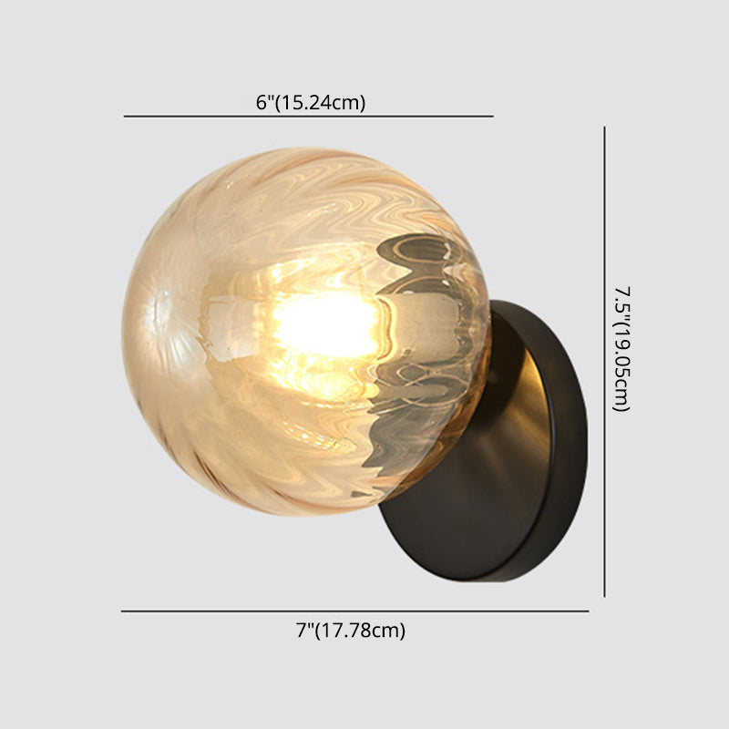 Modern Simplicity Wall Sconce: 1-Light Metal Lamp With Glass Ball Shade