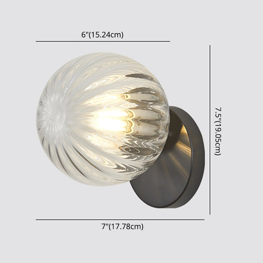 Modern Simplicity Wall Sconce: 1-Light Metal Lamp With Glass Ball Shade